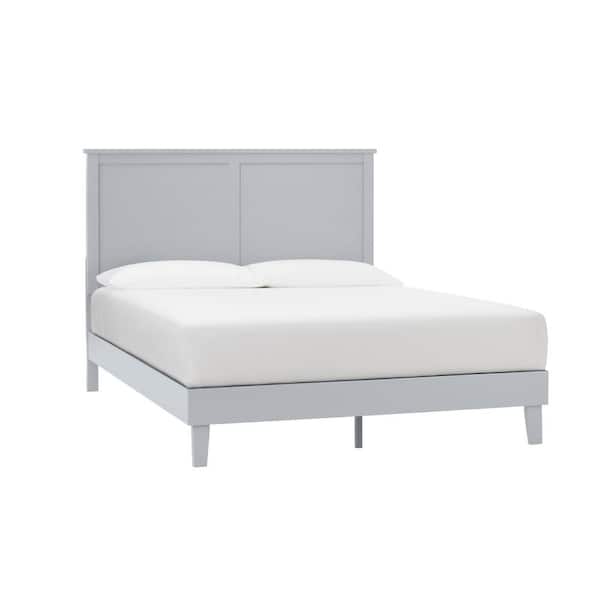 Stone Gray Wood Queen Platform Bed (61.18 in. W x 48 in. H)
