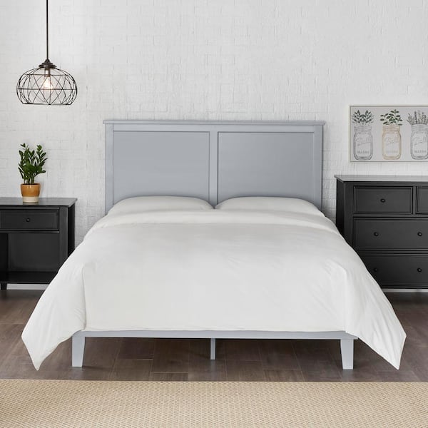 Stone Gray Wood Queen Platform Bed (61.18 in. W x 48 in. H)