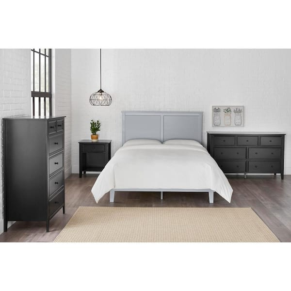 Stone Gray Wood Queen Platform Bed (61.18 in. W x 48 in. H)