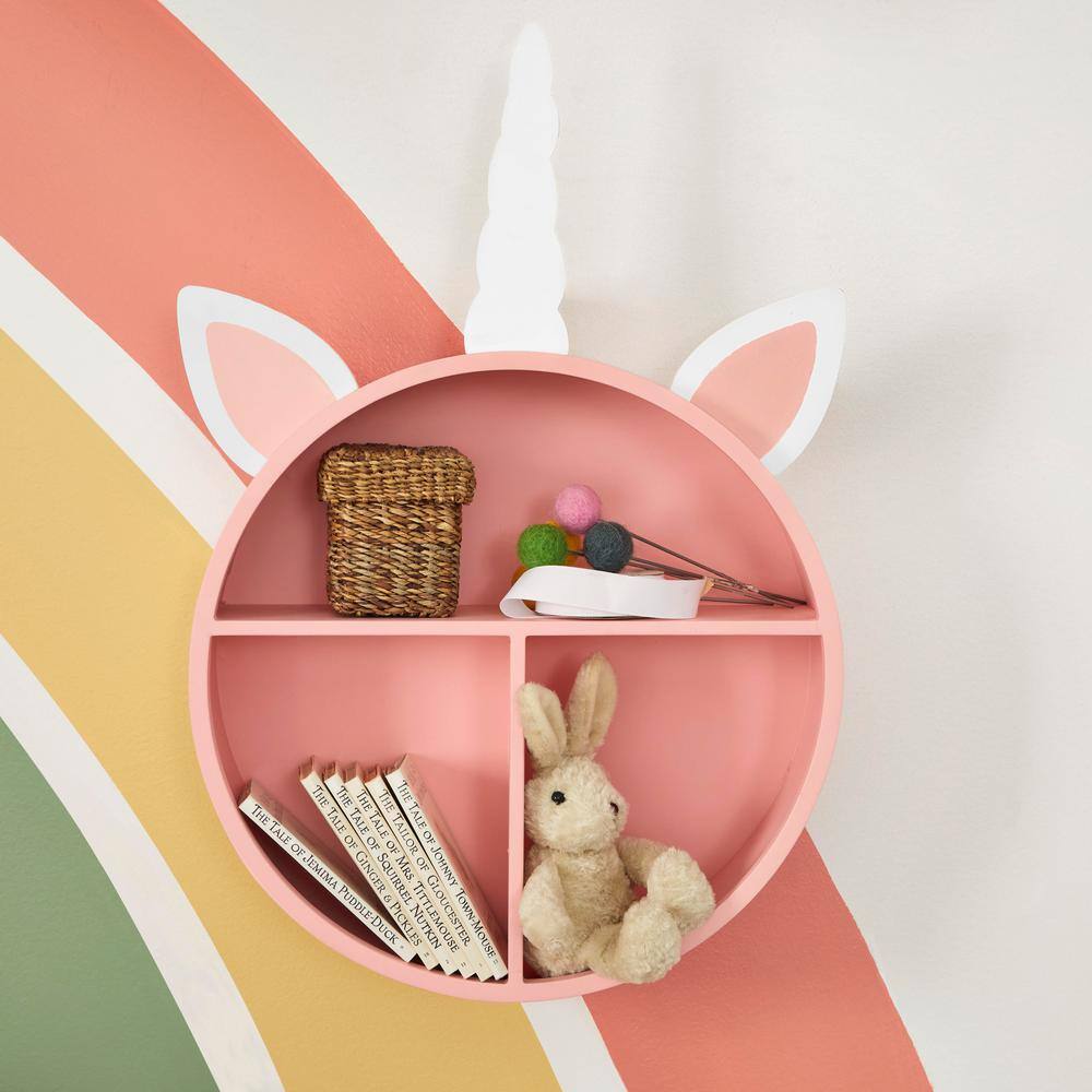 Kids Unicorn Pastel Pink Wall Shelf