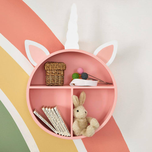 Kids Unicorn Pastel Pink Wall Shelf