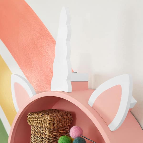 Kids Unicorn Pastel Pink Wall Shelf