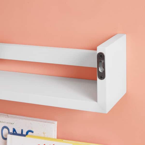 StyleWell Kids White Wood Floating Wall Shelves (Set of 2)