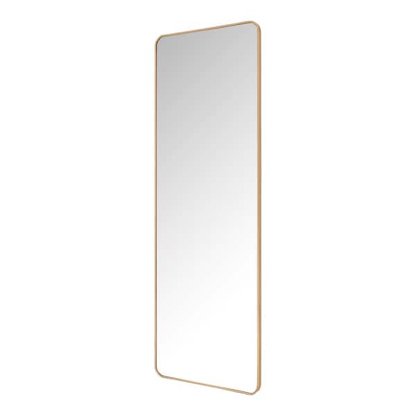 Oversized Modern Rectangular Gold Framed Mirror with Rounded Corners (24 in. W x 70 in. H)