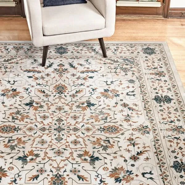 Hampton Court Area Rug Collection, Pienza Ivory, Rug Size: 5 ft. 3 in. x 7 ft.