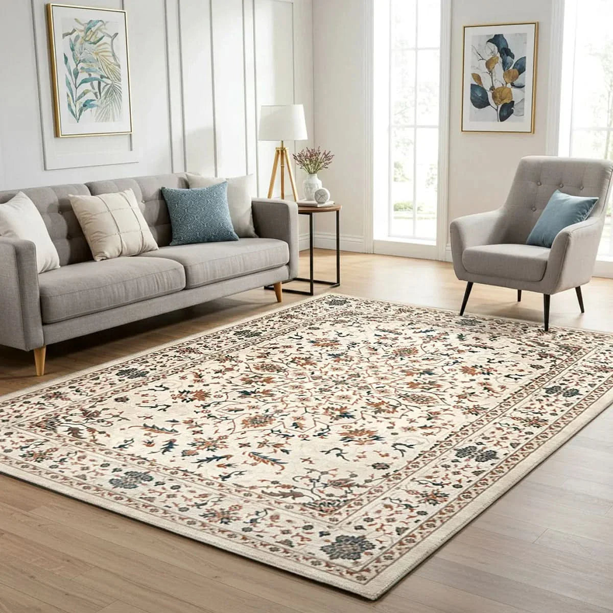 Hampton Court Area Rug Collection, Pienza Ivory, Rug Size: 5 ft. 3 in. x 7 ft.