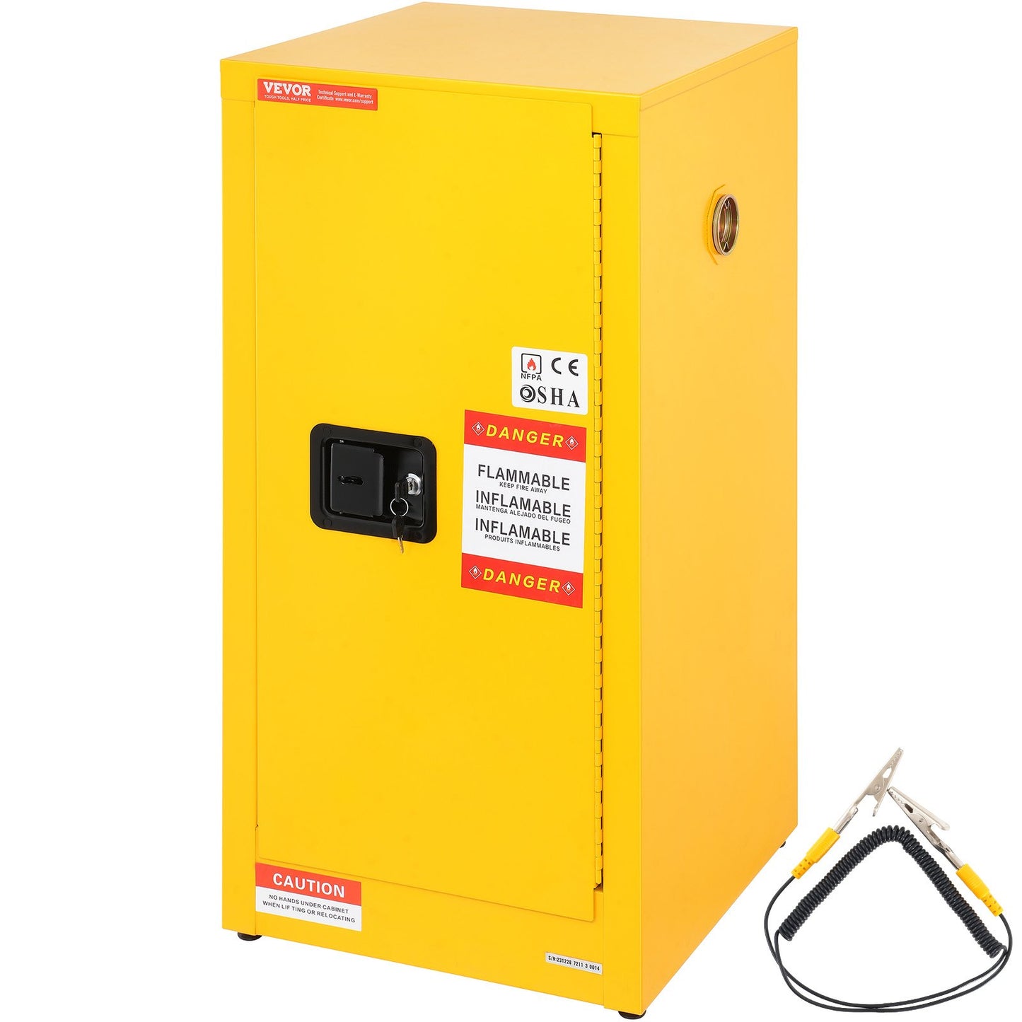 NEW - Vevor Flammable Cabinet 18" x 18" x 35", Galvanized Steel Safety Cabinet, Adjustable Shelf Flammable Storage Cabinet, for Commercial Industrial and Home Use, Yellow: Industrial & Scientific - Retail $223