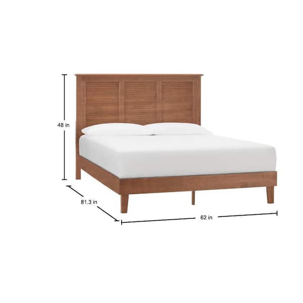 Queen Walnut Brown Wood Bed with Shutter Back (62 in. W x 48 in. H)
