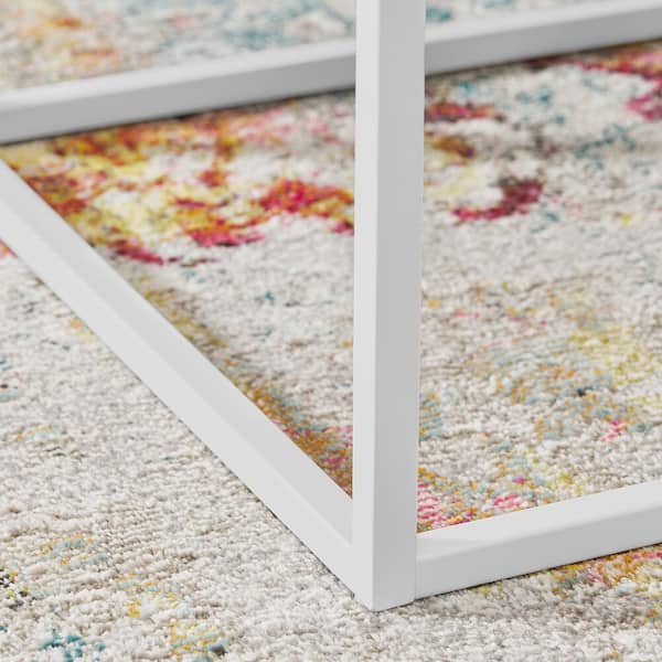 StyleWell Donnelly 42 in. White Rectangle MDF Wood Top Coffee Table