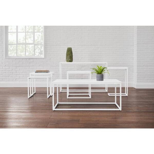 StyleWell Donnelly 42 in. White Rectangle MDF Wood Top Coffee Table
