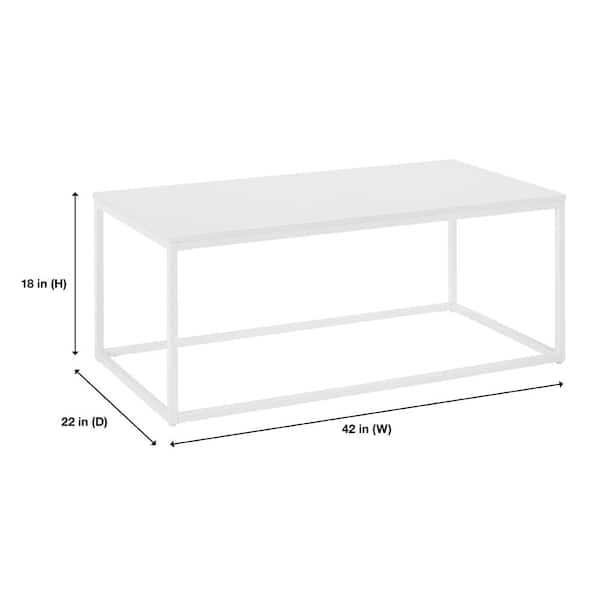 StyleWell Donnelly 42 in. White Rectangle MDF Wood Top Coffee Table