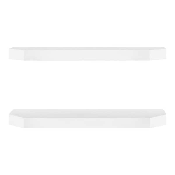 24 in. W x 7 in. D White Decorative Wall Shelf (Set of 2)