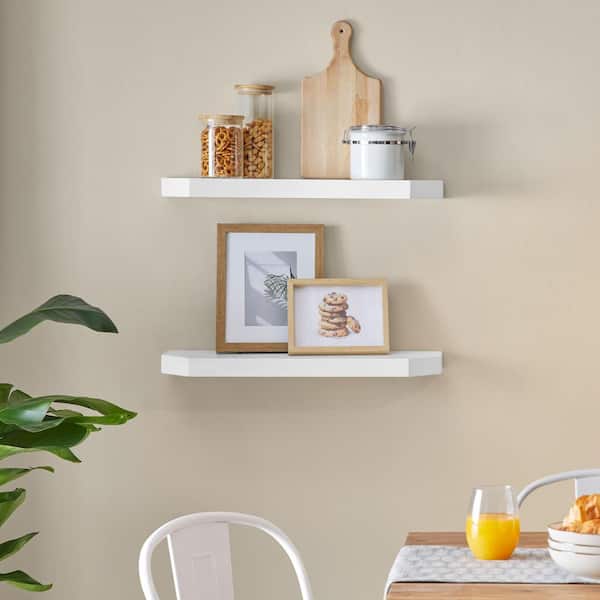 24 in. W x 7 in. D White Decorative Wall Shelf (Set of 2)