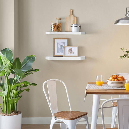 24 in. W x 7 in. D White Decorative Wall Shelf (Set of 2)