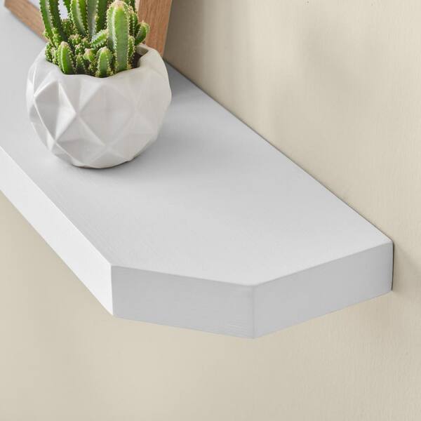 36 in. W x 7 in. D White Decorative Wall Shelf with Ledge (Set of 2)