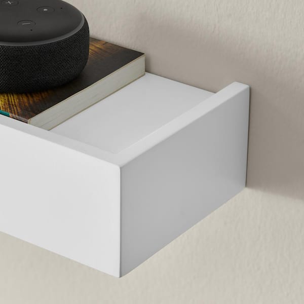 Modern White Wood Floating Wall Shelf (Set of 2)