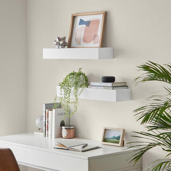 Modern White Wood Floating Wall Shelf (Set of 2)