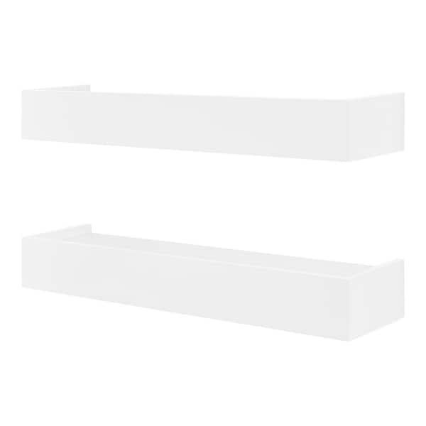 Modern White Wood Floating Wall Shelf (Set of 2)