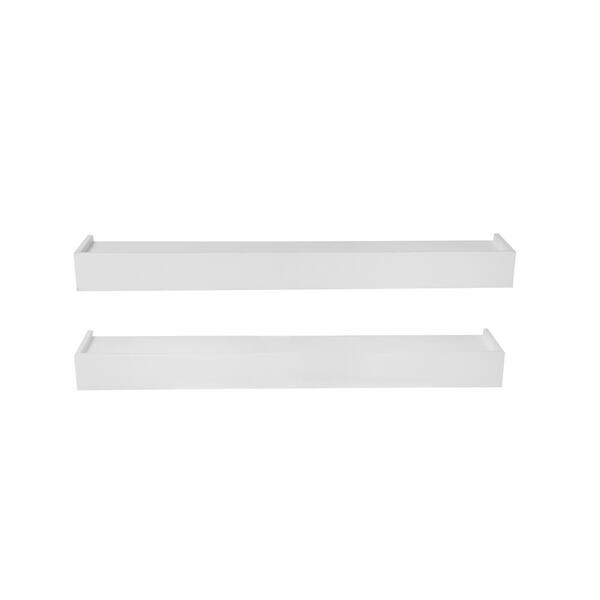 36 in. W x 5.9 in. D White Decorative Wall Shelf with Ledge (Set of 2)