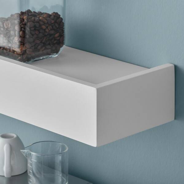 36 in. W x 5.9 in. D White Decorative Wall Shelf with Ledge (Set of 2)