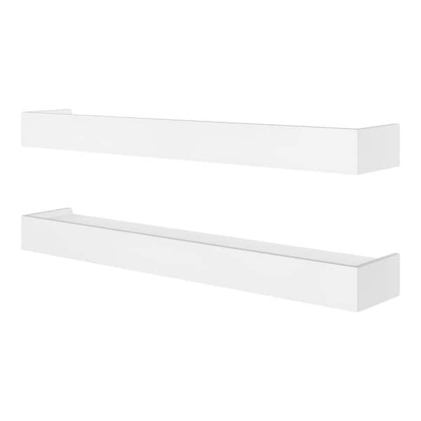 36 in. W x 5.9 in. D White Decorative Wall Shelf with Ledge (Set of 2)
