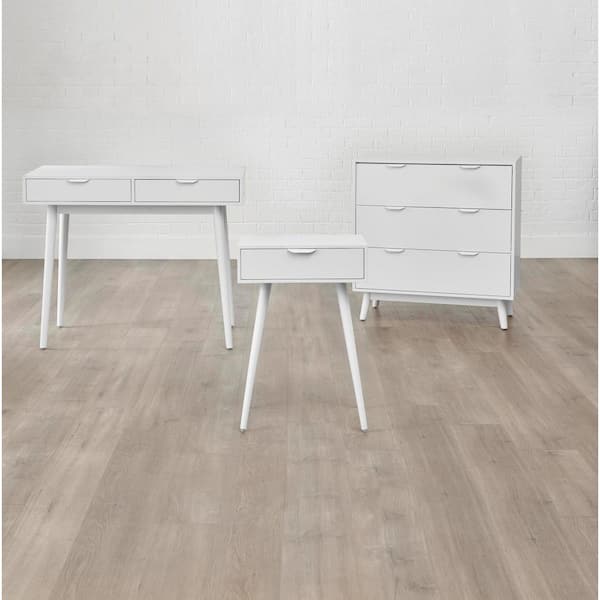 Nightstand 1 Drawer White Wood Nightstand (18 in. W x 26 in. H)