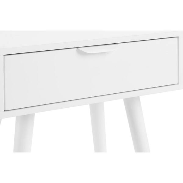 Nightstand 1 Drawer White Wood Nightstand (18 in. W x 26 in. H)