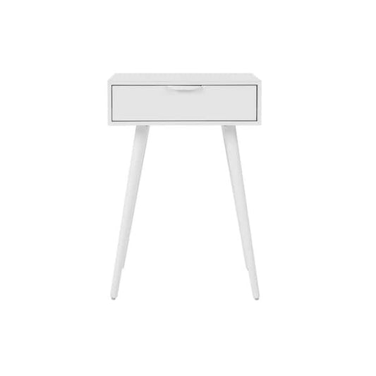 Nightstand 1 Drawer White Wood Nightstand (18 in. W x 26 in. H)