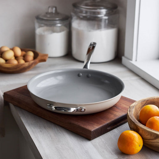 GreenPan The Big Fry 14” Pan with Helper Handle - Taupe